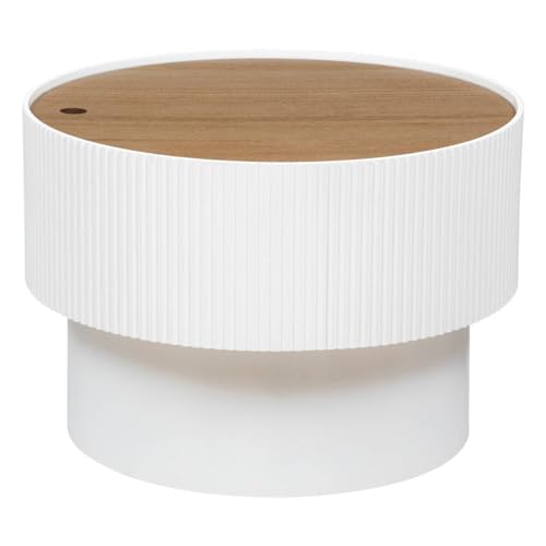 Atmosphera - Kaffeetisch Enola Eschenfurnier - weiß - D.55 cm - Weiß von ATMOSPHERA CREATEUR D'INTERIEUR