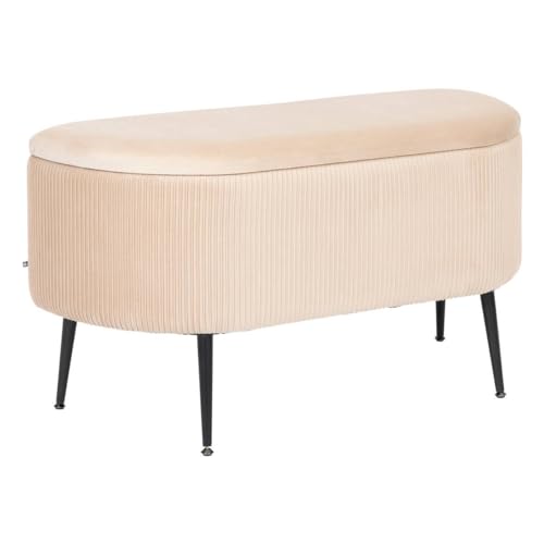 Atmosphera - Kastenbank Velours solaro beige 100x40cm von ATMOSPHERA CREATEUR D'INTERIEUR