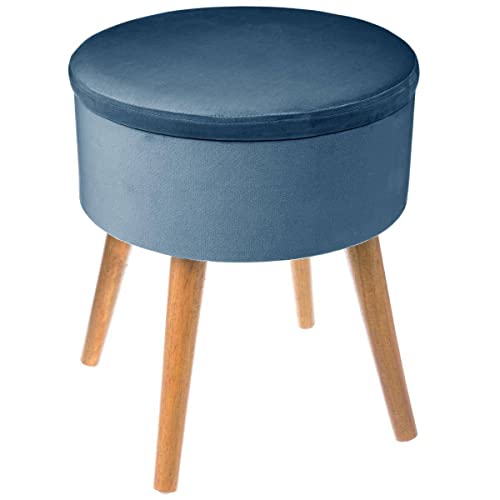 Atmosphera - Kastenhocker Tess blau aus Samt - Blau von ATMOSPHERA CREATEUR D'INTERIEUR