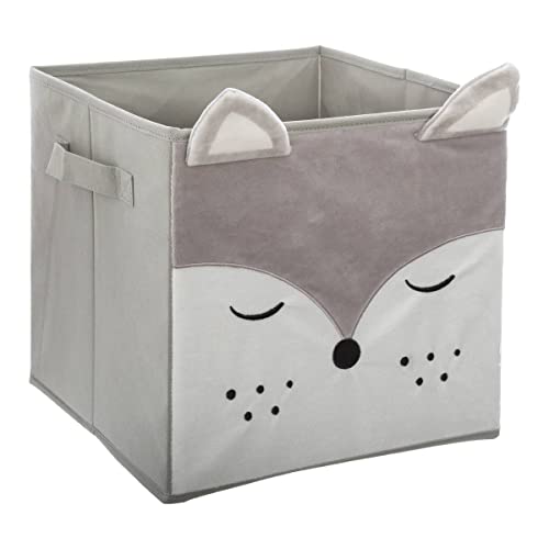 Atmosphera - Kinder-Aufbewahrungsbox Fuchs - Samt - grau - Grau von ATMOSPHERA CREATEUR D'INTERIEUR
