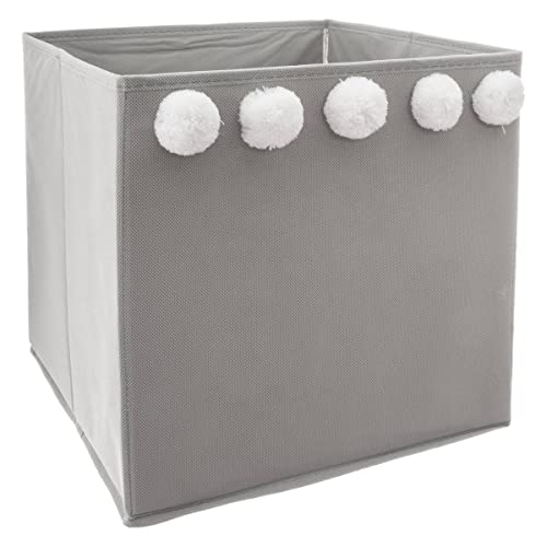 Atmosphera - Kinder-Aufbewahrungsbox mit Pompons - grau - Grau von ATMOSPHERA CREATEUR D'INTERIEUR