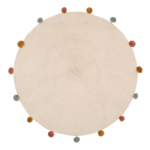 Atmosphera - Kinderteppich - Baumwolle und Pompons - beige - D90 cm - Beige Atmosphera - Kinderteppich - Baumwolle und Pompons - beige - D90 cm - Beige von ATMOSPHERA CREATEUR D'INTERIEUR