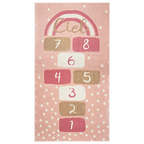 Atmosphera - Kinderteppich Marelle - rosa 80 × 150 cm - Rosa von ATMOSPHERA CREATEUR D'INTERIEUR
