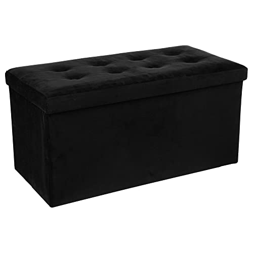 Atmosphera - Klappbarer Doppelhocker Lysandre schwarz mit Samteffekt - Schwarz von ATMOSPHERA CREATEUR D'INTERIEUR