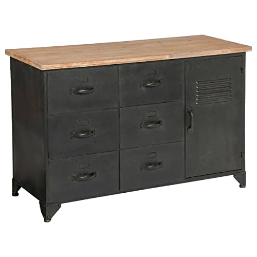 Atmosphera - Kommode Torof - Metall und Holz - Schwarz von ATMOSPHERA CREATEUR D'INTERIEUR