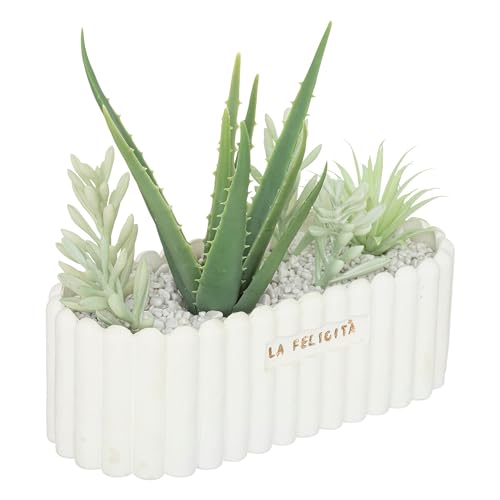Atmosphera - Künstliche Pflanze Rivi Keramiktopf - H15 cm - Weiß von ATMOSPHERA CREATEUR D'INTERIEUR