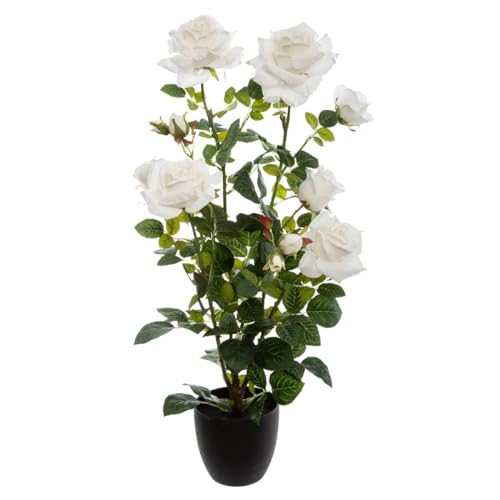 Atmosphera - Künstlicher Rosenstrauch - Zementtopf - H74 cm - Weiß von ATMOSPHERA CREATEUR D'INTERIEUR