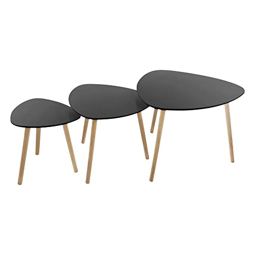 Atmosphera - Nesting-Tische Mileo - Holz und Metall - schwarz - Schwarz von ATMOSPHERA CREATEUR D'INTERIEUR
