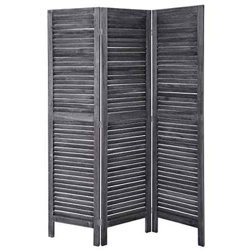 Atmosphera - Paravent Holz - grau H 170 cm - Grau von ATMOSPHERA CREATEUR D'INTERIEUR
