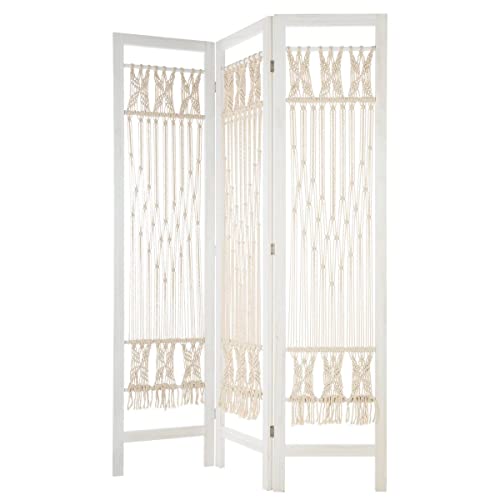Atmosphera - Paravent Sommer - Makramee - weiß H 170 cm - Weiß von ATMOSPHERA CREATEUR D'INTERIEUR