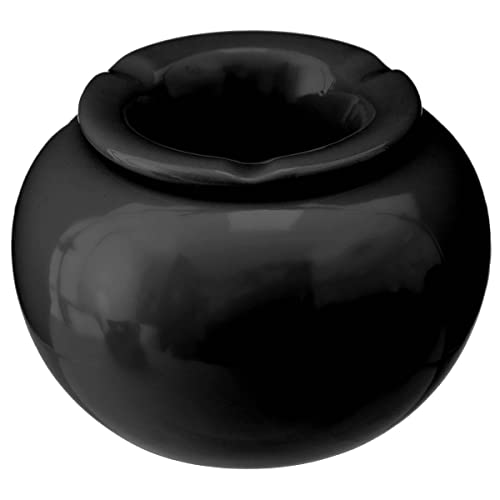 Atmosphera - Runder Aschenbecher - Keramik - 15-5x10-5 cm - Schwarz von ATMOSPHERA CREATEUR D'INTERIEUR