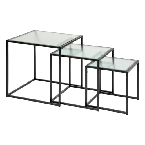 Atmosphera - Satztische Aldir Metall und gehärtetes Glas - schwarz - Schwarz von ATMOSPHERA CREATEUR D'INTERIEUR