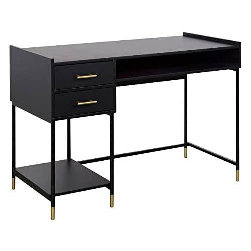 Atmosphera - Schreibtisch Tedy, 2 Schubladen, Holz und Metall, schwarz - Schwarz von ATMOSPHERA CREATEUR D'INTERIEUR