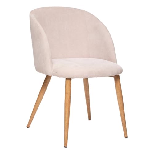 Atmosphera - Sessel Celeste - beige - Kord - Metallbeine in Eichenoptik - Leinen weiß von ATMOSPHERA CREATEUR D'INTERIEUR