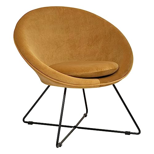 Atmosphera - Sessel Evan Samt - Ockergelb - Senfgelb von ATMOSPHERA CREATEUR D'INTERIEUR