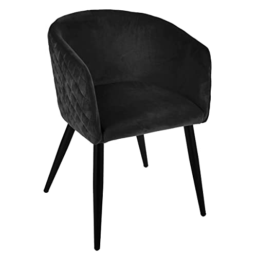 Atmosphera - Sessel Marlo - schwarz - Samt - Schwarz von ATMOSPHERA CREATEUR D'INTERIEUR