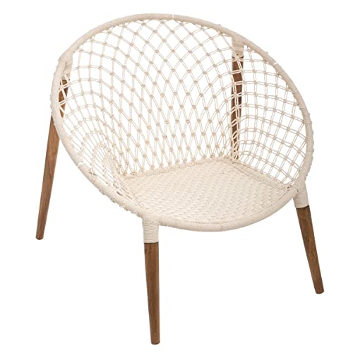 Atmosphera - Sessel Raina mit weißem Geflecht - Baumwolle und Teakholz - Weiß Atmosphera - Sessel Raina mit weißem Geflecht - Baumwolle und Teakholz - Weiß von ATMOSPHERA CREATEUR D'INTERIEUR