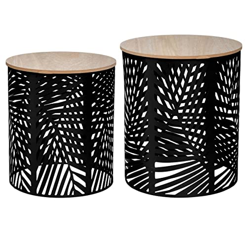 Atmosphera - Set aus 2 Couchtischen Blätter schwarz - Schwarz von ATMOSPHERA CREATEUR D'INTERIEUR