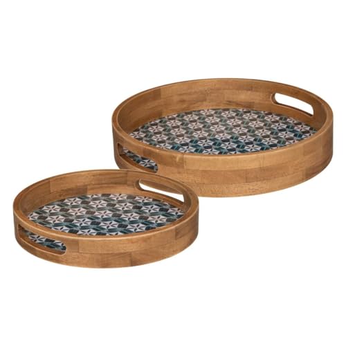 Atmosphera - Set aus 2 Tabletts "Ali" - Holz und Glas - 34-5x6 cm - Mehrfarbig von ATMOSPHERA CREATEUR D'INTERIEUR