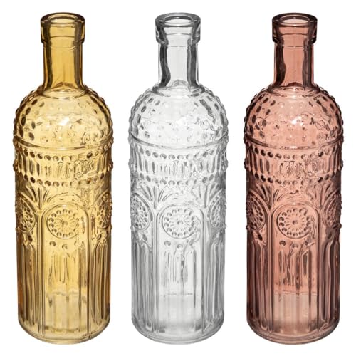 Atmosphera - Set aus 3 Flaschen Folk - Glas - Rosa von ATMOSPHERA CREATEUR D'INTERIEUR