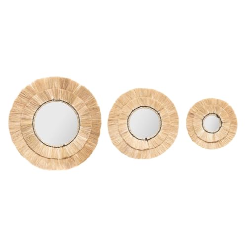 Atmosphera - Set aus 3 Spiegeln Alba - Bast - Beige von ATMOSPHERA CREATEUR D'INTERIEUR