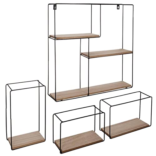 Atmosphera - Set aus 4 Wandregalen - Metall und Holz - Schwarz von ATMOSPHERA CREATEUR D'INTERIEUR