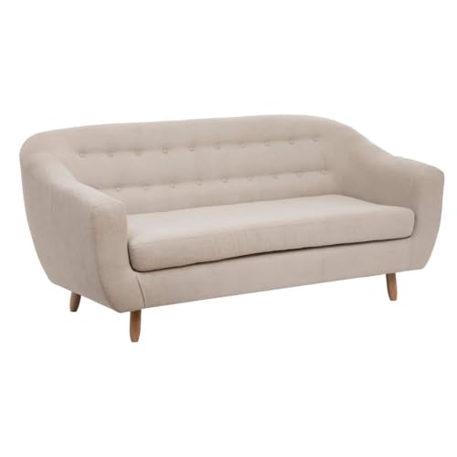 Atmosphera - Sofa Retro - 3-Sitzer - beige - Leinen weiß von ATMOSPHERA CREATEUR D'INTERIEUR