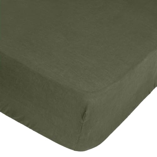 Atmosphera - Spannbettlaken Linah - khakigrün - gewaschenes Leinen 140x190 cm - Khaki Atmosphera - Spannbettlaken Linah - khakigrün - gewaschenes Leinen 140x190 cm - Khaki von ATMOSPHERA CREATEUR D'INTERIEUR