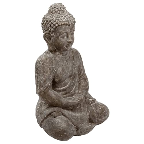 Atmosphera - Statuette Buddha sitzend - Zement H 48 cm - Grau von ATMOSPHERA CREATEUR D'INTERIEUR