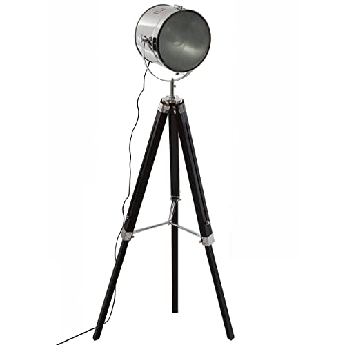 Atmosphera – Stehleuchte Stativ Ebor – Schwarz und Chrom – Metall und Holz, Höhe 152 cm von ATMOSPHERA CREATEUR D'INTERIEUR