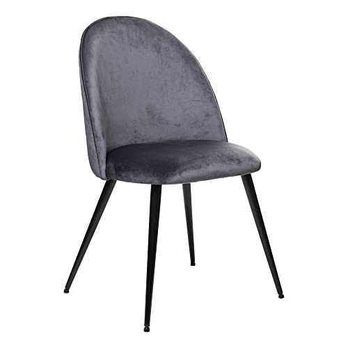 Atmosphera - Stuhl Slano - grau - Samt - Schwarze Metallbeine - Mausgrau von ATMOSPHERA CREATEUR D'INTERIEUR