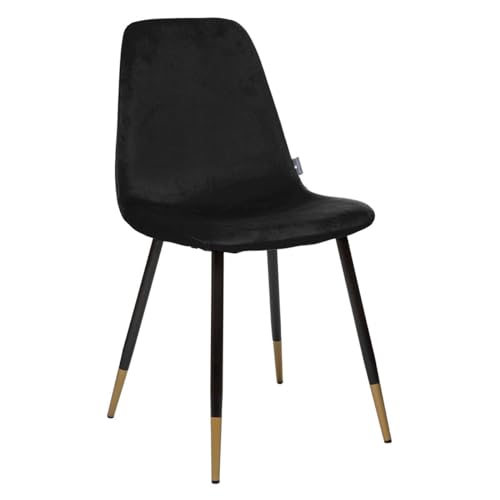 Atmosphera - Stuhl Tyka schwarz aus Samt - Schwarz von ATMOSPHERA CREATEUR D'INTERIEUR