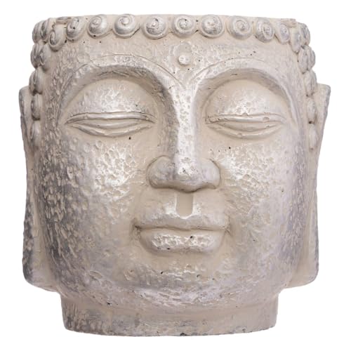 Atmosphera - Topf Buddha - Zement - H17-5 cm - Silber von ATMOSPHERA CREATEUR D'INTERIEUR