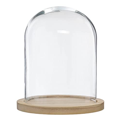 Bell Glass Base Wood von ATMOSPHERA CREATEUR D'INTERIEUR