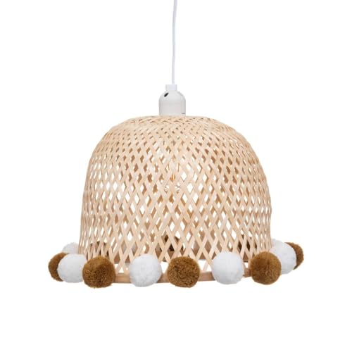 Hängeleuchte mit Pompons für Kinder, Bambus D28 cm - Beige - Atmosphera créateur d'intérieur von ATMOSPHERA
