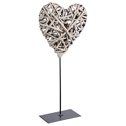 Atmosphera - Herz zum Hinstellen - Weide und Metall - H37 cm - Beige von ATMOSPHERA CREATEUR D'INTERIEUR