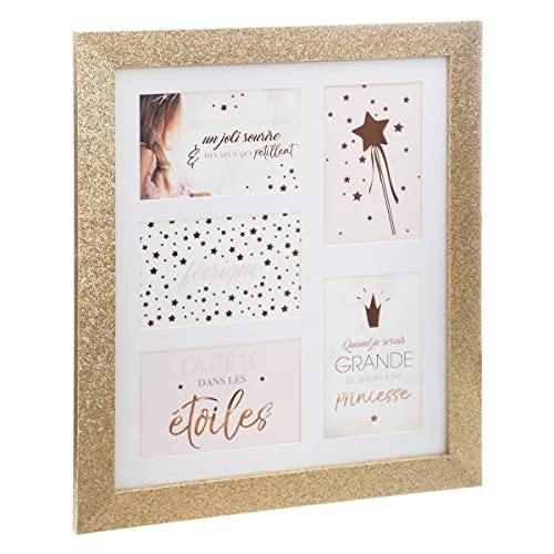 Atmosphera - Kinder-Fotohalter "Glitter" - Holz und Glas - vergoldet - 5 Fotos - Gold von ATMOSPHERA CREATEUR D'INTERIEUR