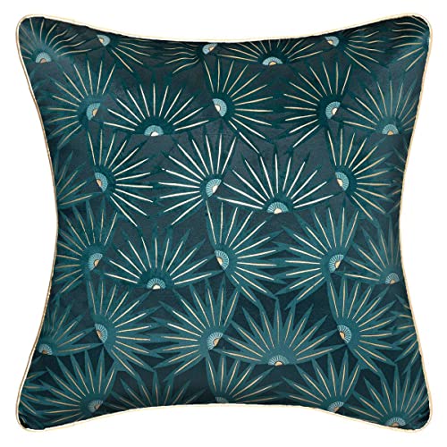 Kissenbezug Feel 40x40cm Entenblau aus goldfarbenem Samt von ATMOSPHERA CREATEUR D'INTERIEUR