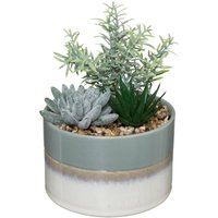 Komposition Pflanzen Keramiktopf H18,5cm - Dunkelgrau von ATMOSPHERA