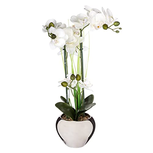 Atmosphera - Künstliche Orchidee - Keramikvase Silber - H53 cm - Silber von ATMOSPHERA CREATEUR D'INTERIEUR