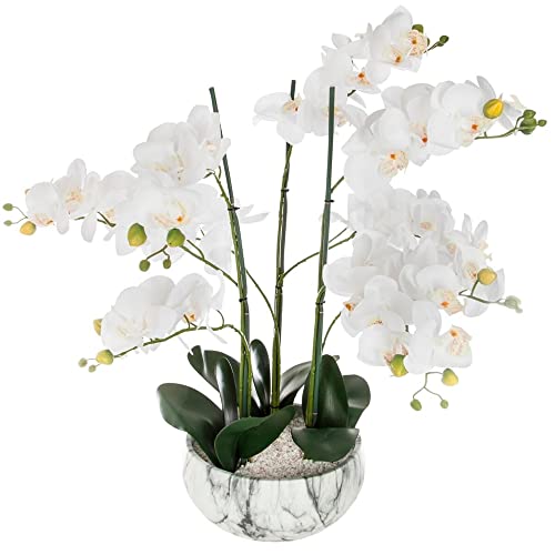 Atmosphera - Künstliche Orchidee - marmorierter Topf H65 cm - Weiß von ATMOSPHERA CREATEUR D'INTERIEUR