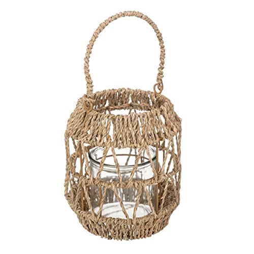 Atmosphera - Laterne - Metall und Rattan - H18 cm - Beige von ATMOSPHERA CREATEUR D'INTERIEUR