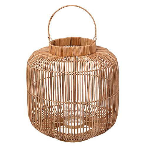 Laterne Ali - Rattan und Metall - D43 cm. - Beige - Atmosphera créateur d'intérieur von ATMOSPHERA CREATEUR D'INTERIEUR