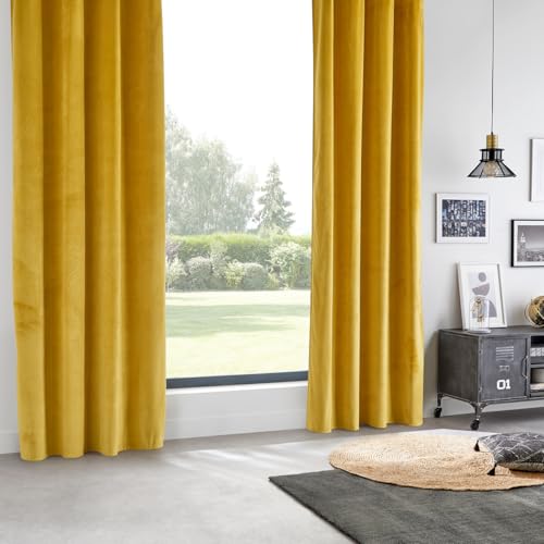 Ockerfarbener Samt Blackout-Vorhang 140 x 260 von ATMOSPHERA CREATEUR D'INTERIEUR