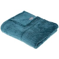 Plaid Zopf Flanell 125x150cm - Entenblau von ATMOSPHERA