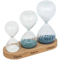 Set aus 3 Sanduhren mit Holzständer Glas H10 12 14cm - Atmosphera créateur d'intérieur von ATMOSPHERA