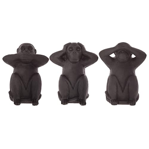 Atmosphera - Set aus 3 Statuetten Weise Affen - Kunstharz - schwarz H 23 cm - Schwarz von ATMOSPHERA CREATEUR D'INTERIEUR