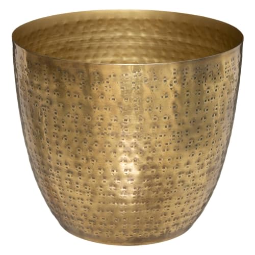 Atmosphera - Topf Oasis - gehämmertes Metall - goldfarben D. 18 cm - Golden von ATMOSPHERA CREATEUR D'INTERIEUR