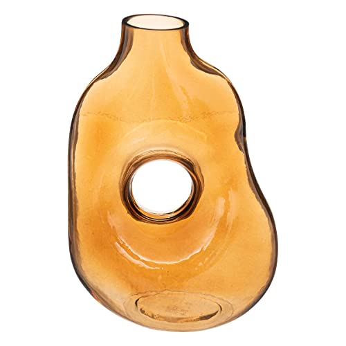Atmosphera - Vase Donut Glas - bernsteinfarben - H24-5 cm - Bernstein von ATMOSPHERA CREATEUR D'INTERIEUR