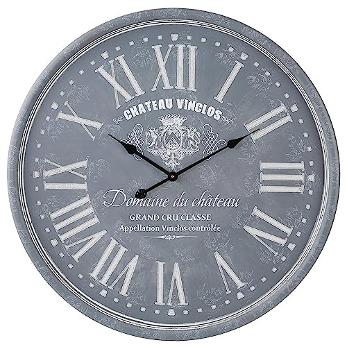Wanduhr mit Gravur, Grau, D52 cm – Atmosphera Designer Innen von ATMOSPHERA CREATEUR D'INTERIEUR